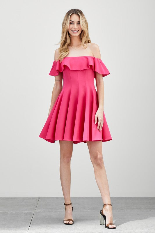 A LINE RUFFLE DRESS