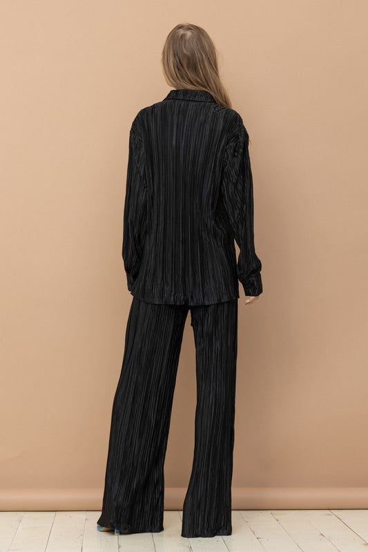 Patricia Pleated Blouse Pants Set