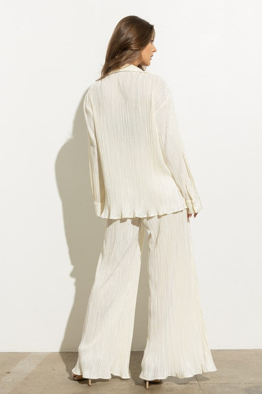 Patricia Pleated Blouse Pants Set