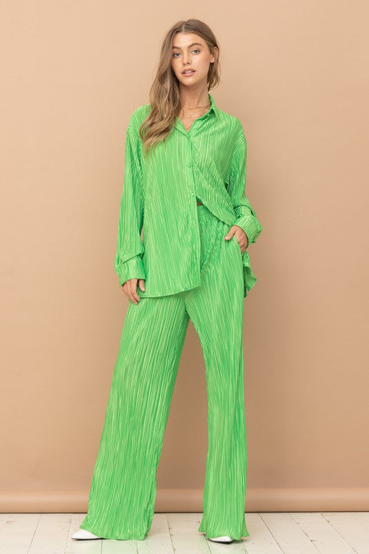 Patricia Pleated Blouse Pants Set
