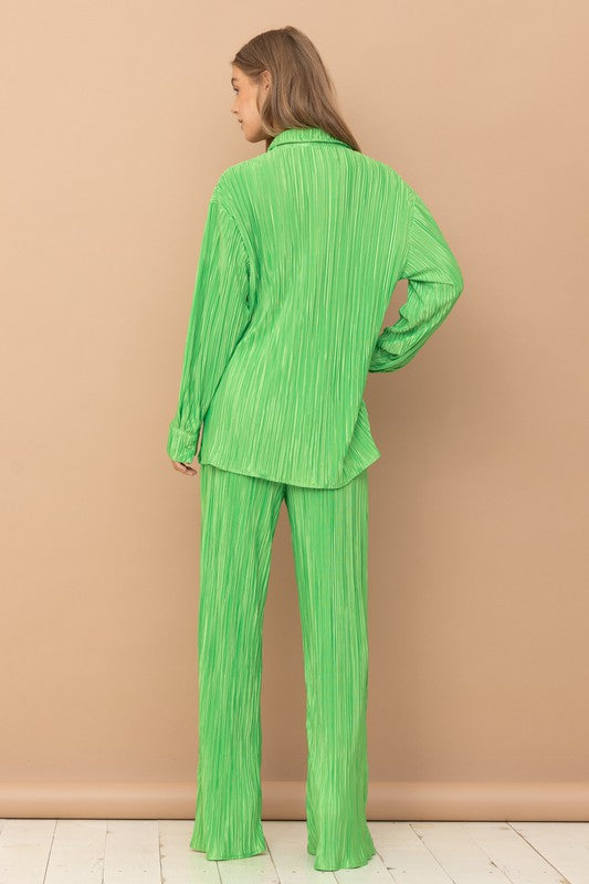 Patricia Pleated Blouse Pants Set