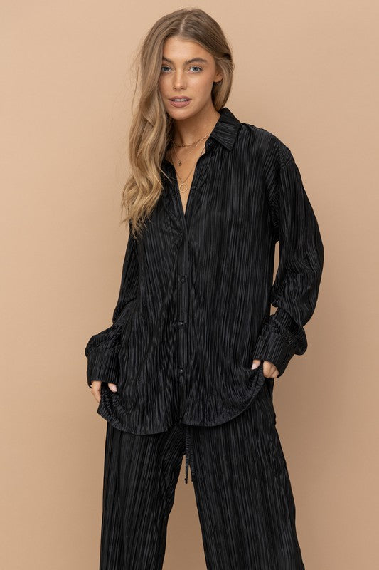 Patricia Pleated Blouse Pants Set