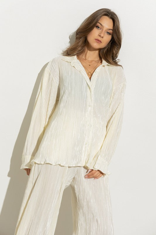 Patricia Pleated Blouse Pants Set