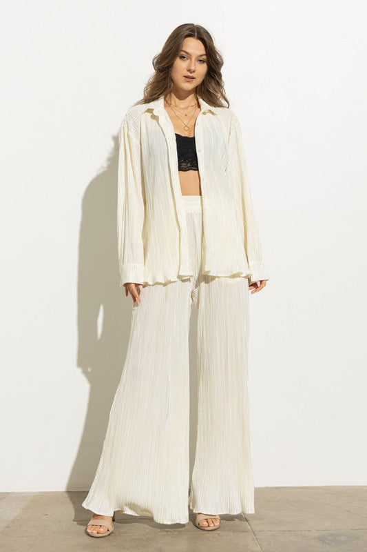 Patricia Pleated Blouse Pants Set