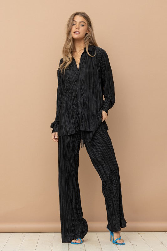 Patricia Pleated Blouse Pants Set
