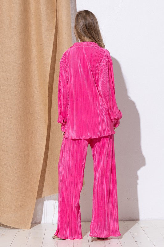 Patricia Pleated Blouse Pants Set