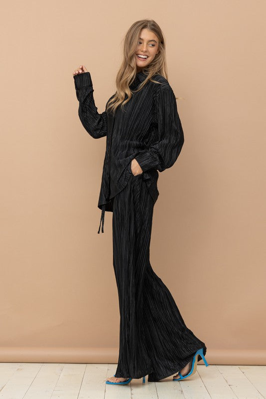 Patricia Pleated Blouse Pants Set