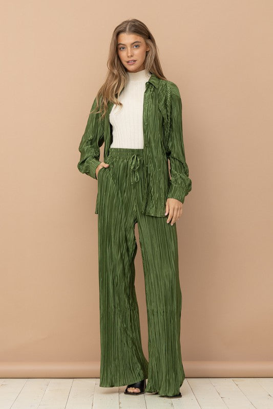 Olivia Pleated Blouse Pants Set