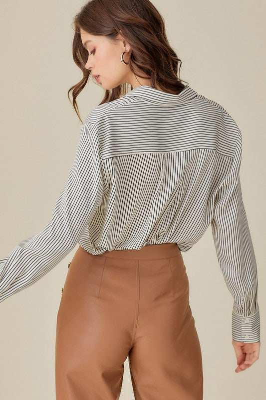 Liz Collar Striped Shirt