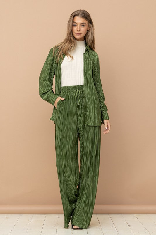 Olivia Pleated Blouse Pants Set