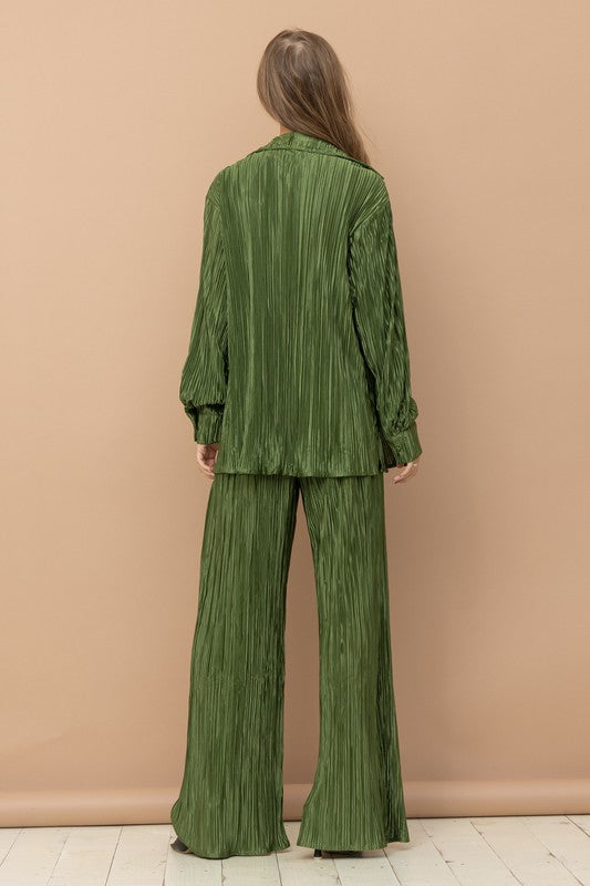 Olivia Pleated Blouse Pants Set