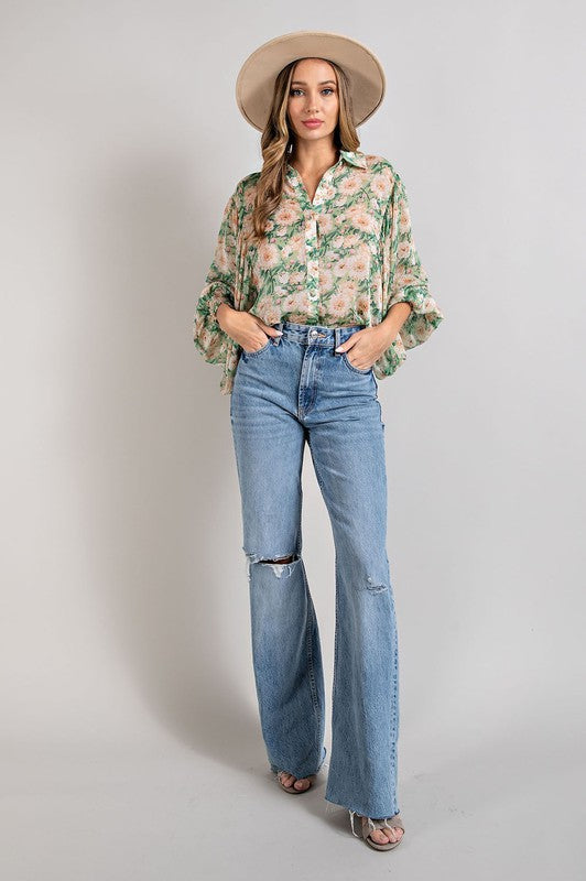 FLORAL PRINT BLOUSE TOP