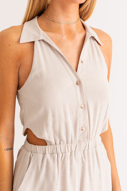 COLLARED SLEEVELESS ROMPER