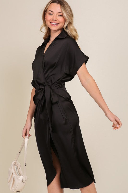 LBD Satin Wrap Dress