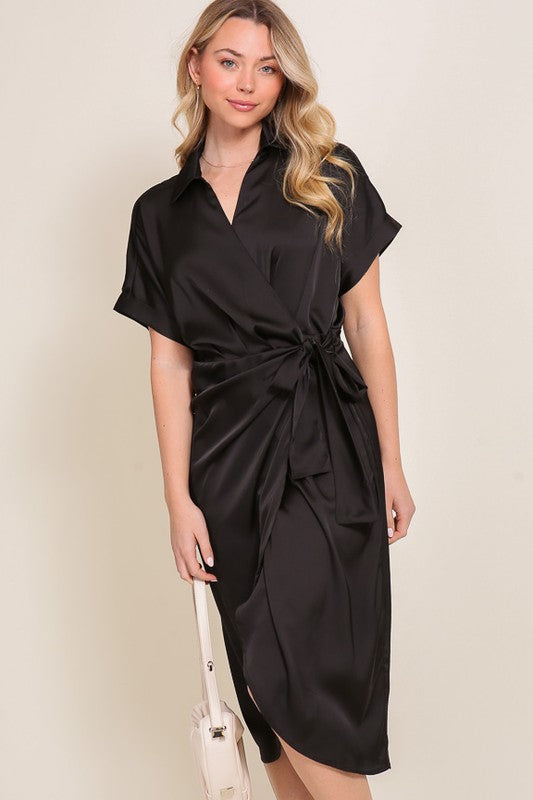 LBD Satin Wrap Dress