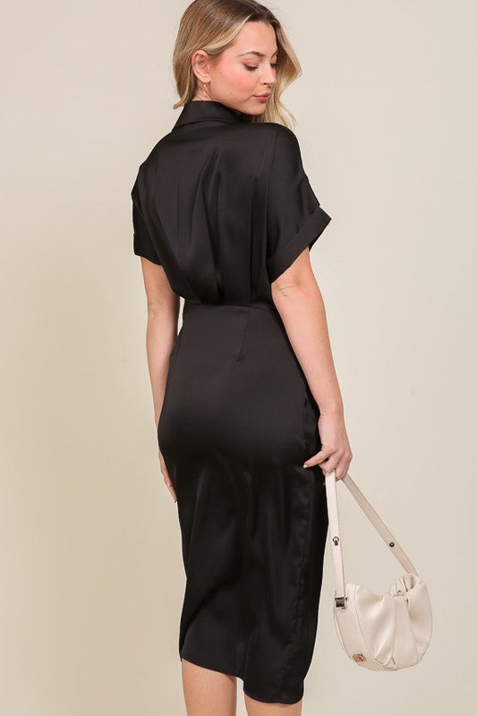LBD Satin Wrap Dress
