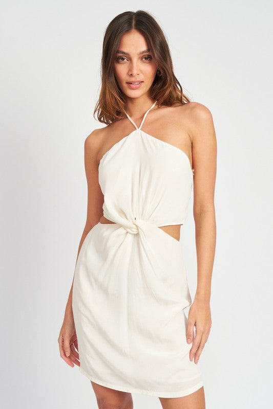 Front Twist Mini Dress with Cut Out