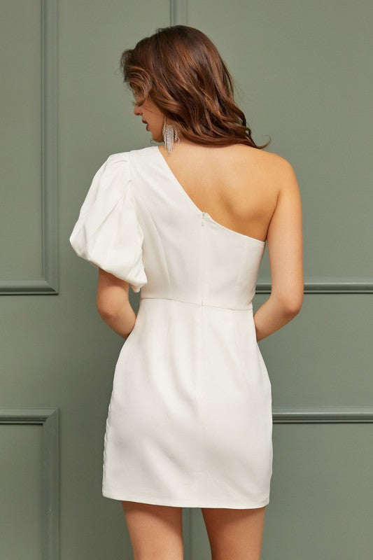 Jessica One Shoulder Ruffle Dress