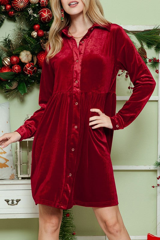Velvet long sleeve dress