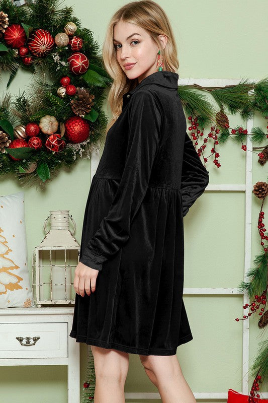 Velvet long sleeve dress