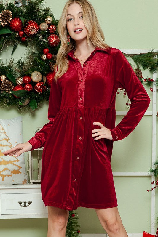 Velvet long sleeve dress
