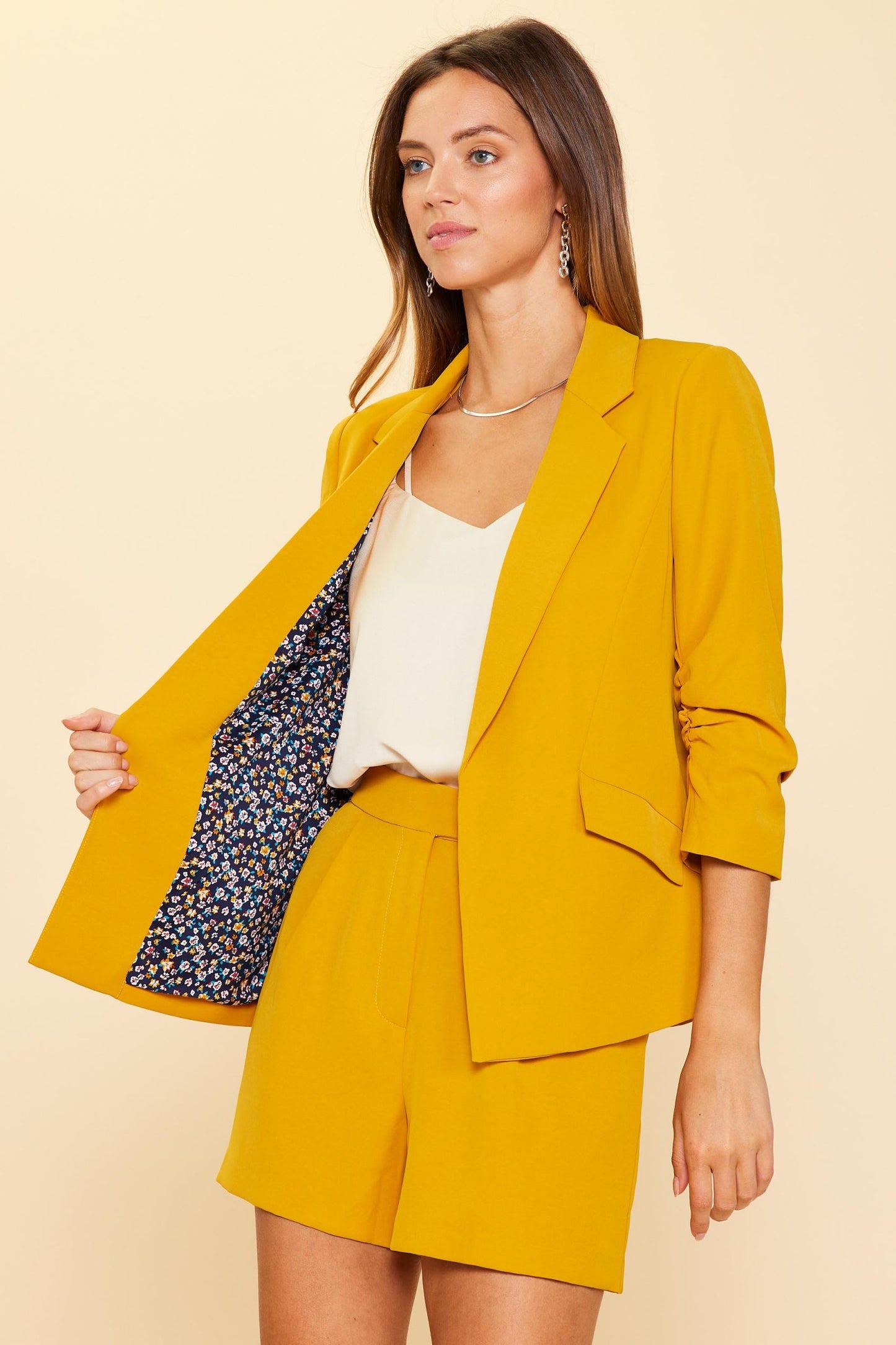 Shirred Sleeve Blazer