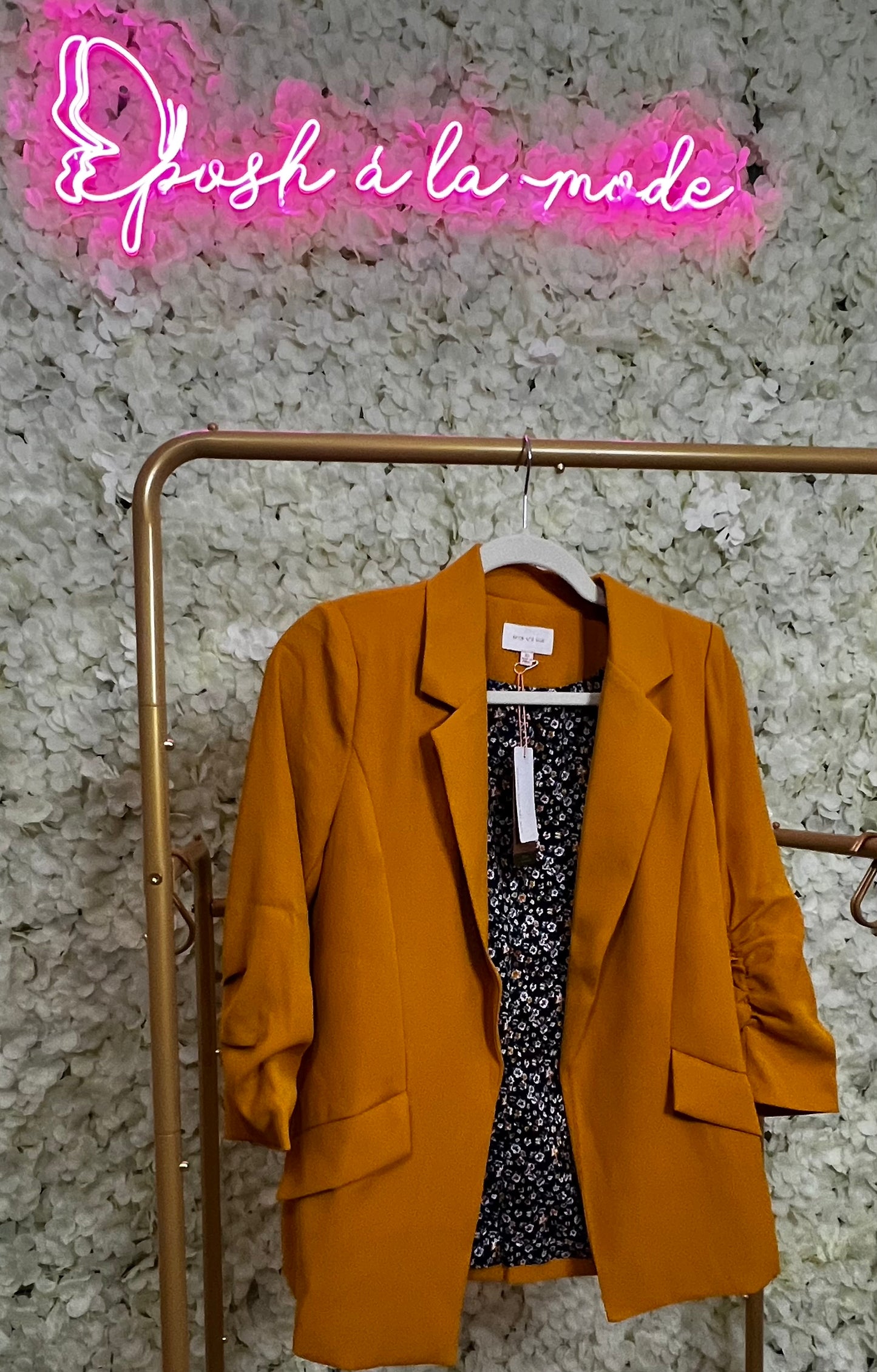 Shirred Sleeve Blazer