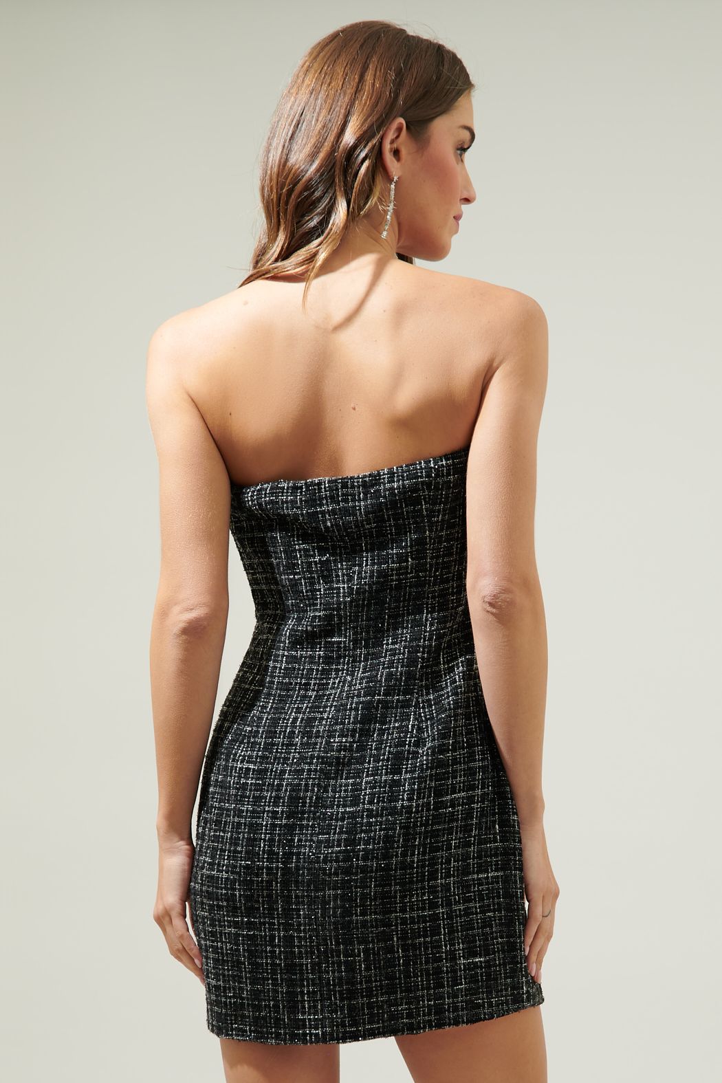 Haley Tweed Strapless Mini Dress
