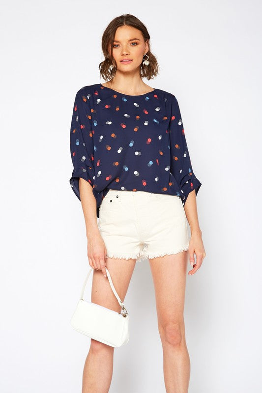 Pleione 3/4 Sleeve Multi Layered Cuff Blouse XS XL