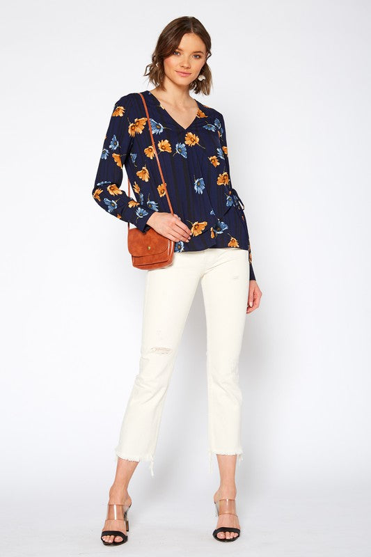WRAP FRONT LONG SLEEVE BLOUSE XS XL