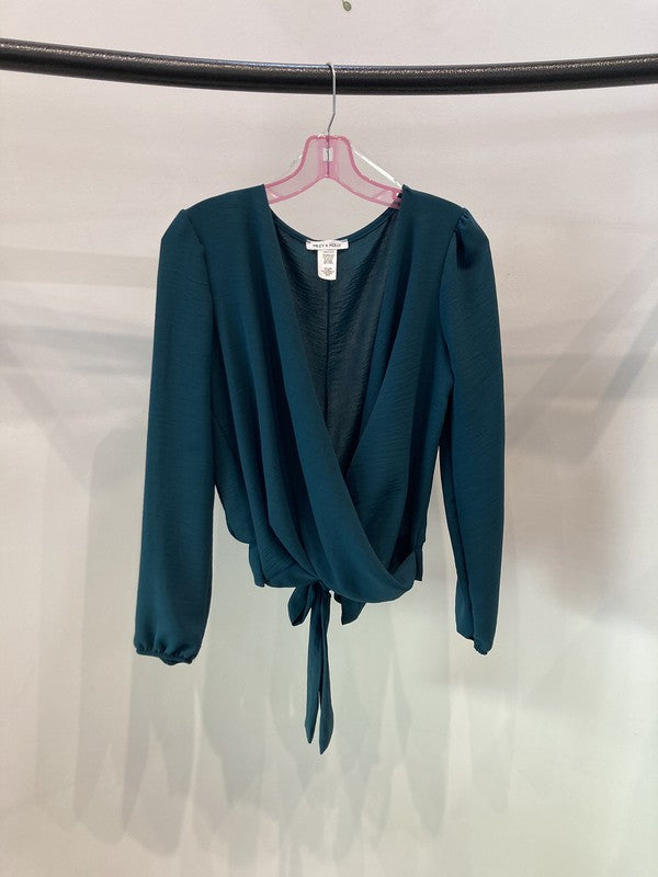 Surplice blouse long sleeve top