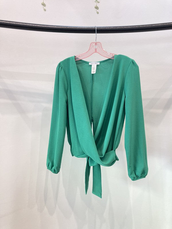 Surplice blouse long sleeve top