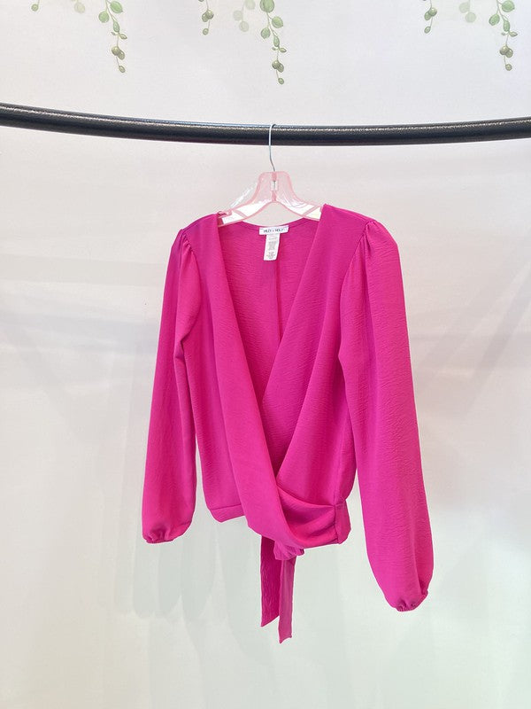 Surplice blouse long sleeve top