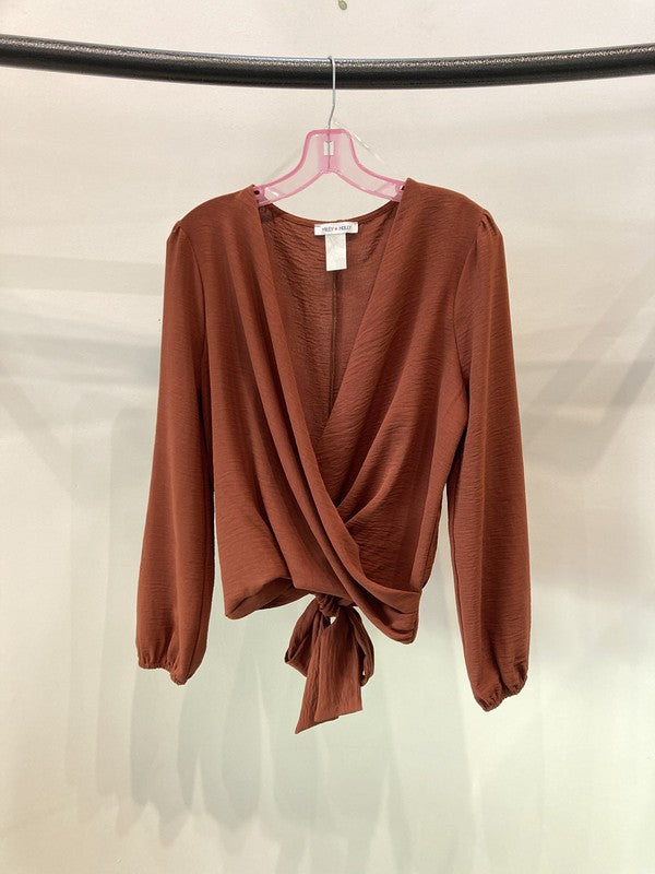 Surplice blouse long sleeve top