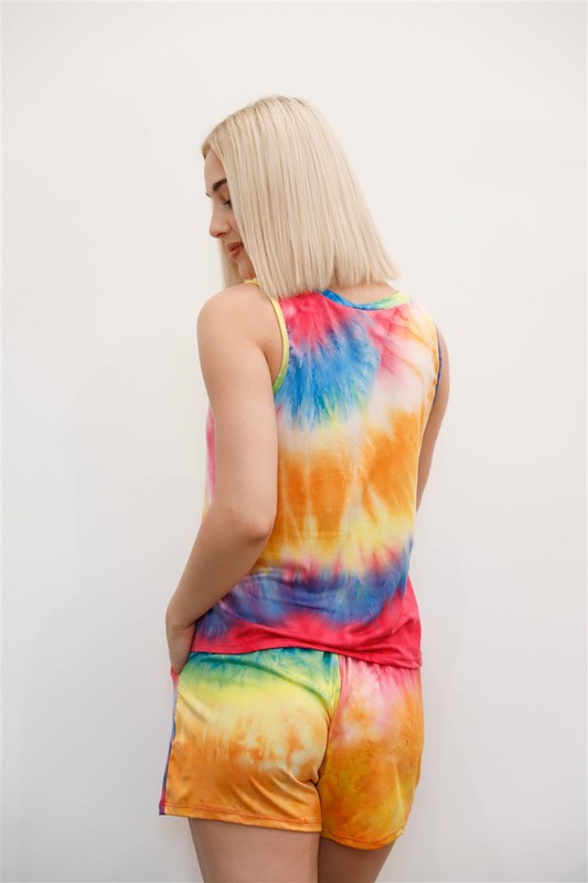 Plus Size Tie Dye Sleeveless Tank Top & Shorts Set