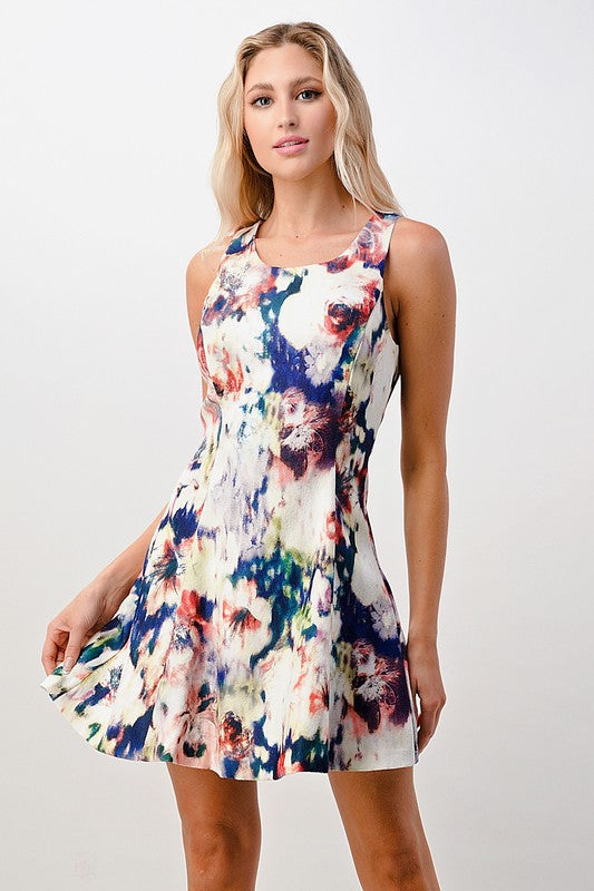 Oil Panting Floral Printed Fashion Dress