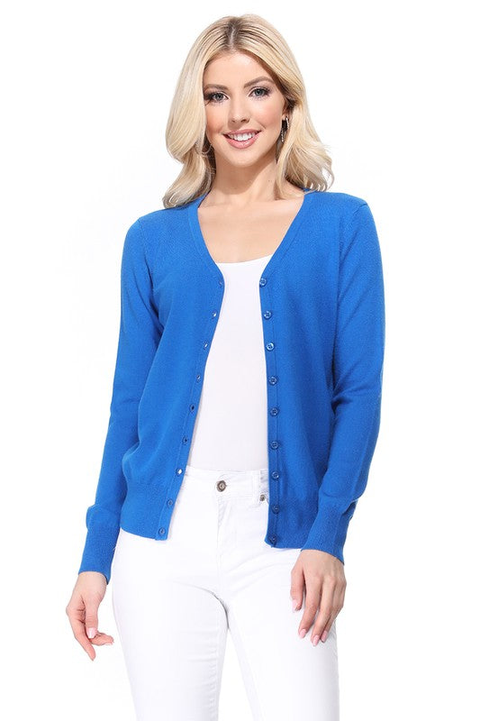 Women's V Neck Button Down Knit Cardigan Sweater